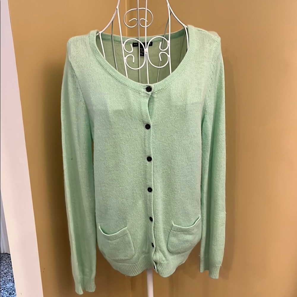 Mint Green Button-Up Cardigan